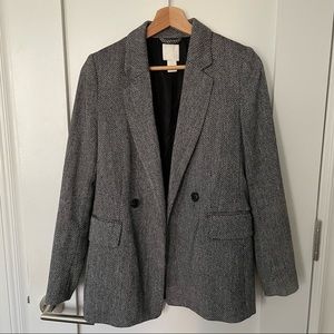 H&M herringbone blazer (boyfriend length) sz 2